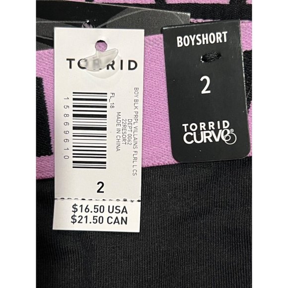 NWT TORRID Boyshort Pantie Underwear 2 Disney Villains Black Purple - Picture 4 of 4